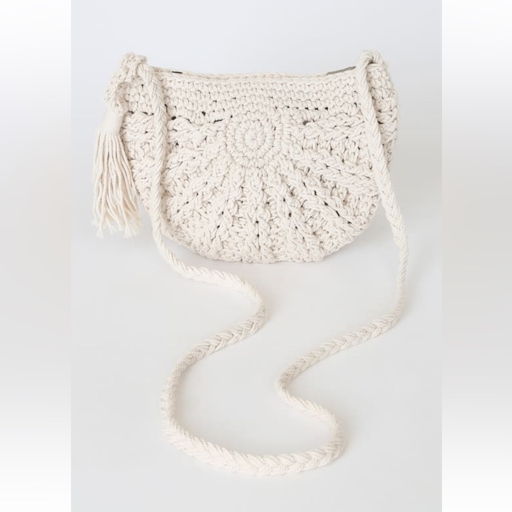 Lulus Boho Bliss Cream Woven Macrame
Crossbody Bag